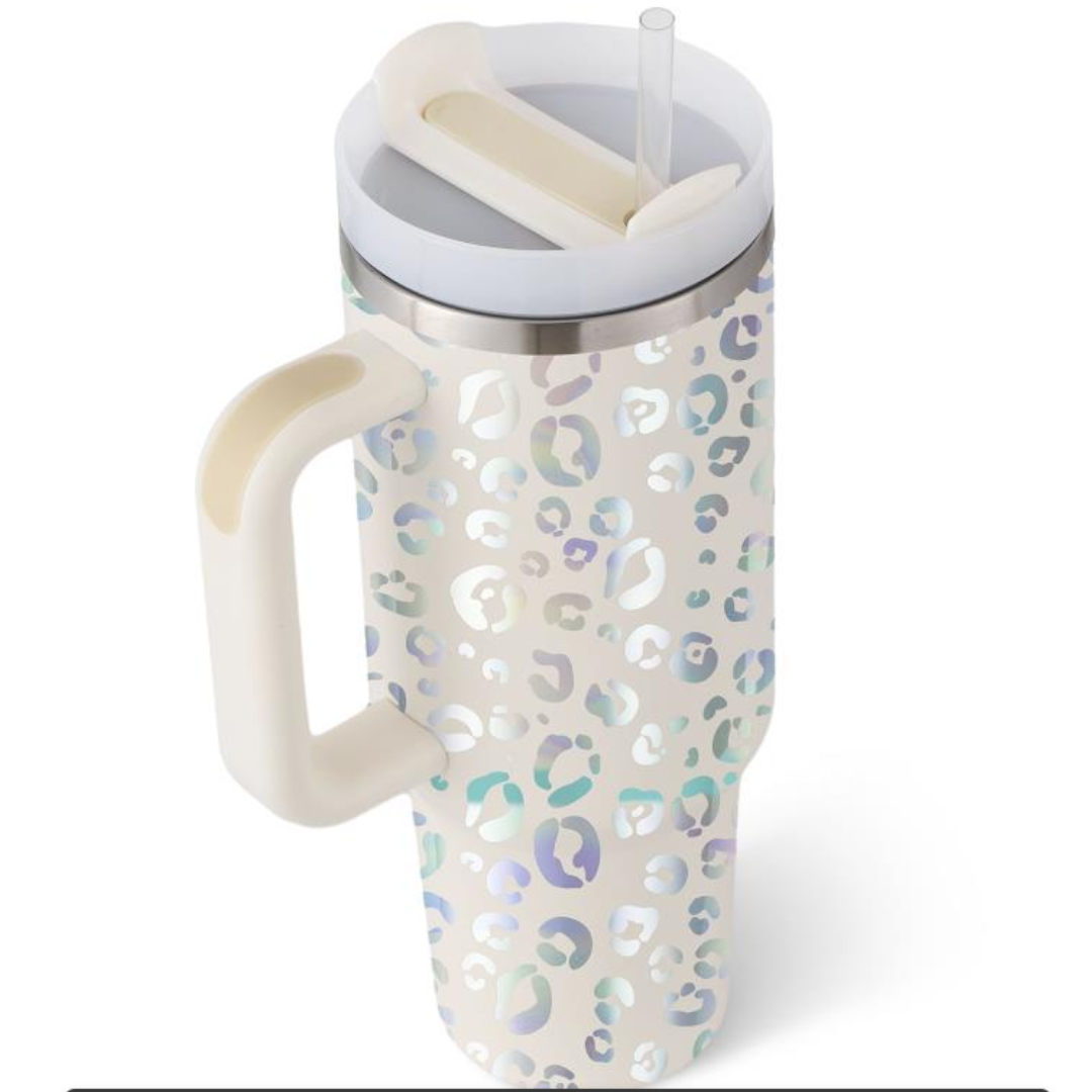 Stay Hydrated in Style: 40 Oz Insulated Stainless Steel Tumbler with Handle and Straw - Perfect for Coffee Lovers on the Go!