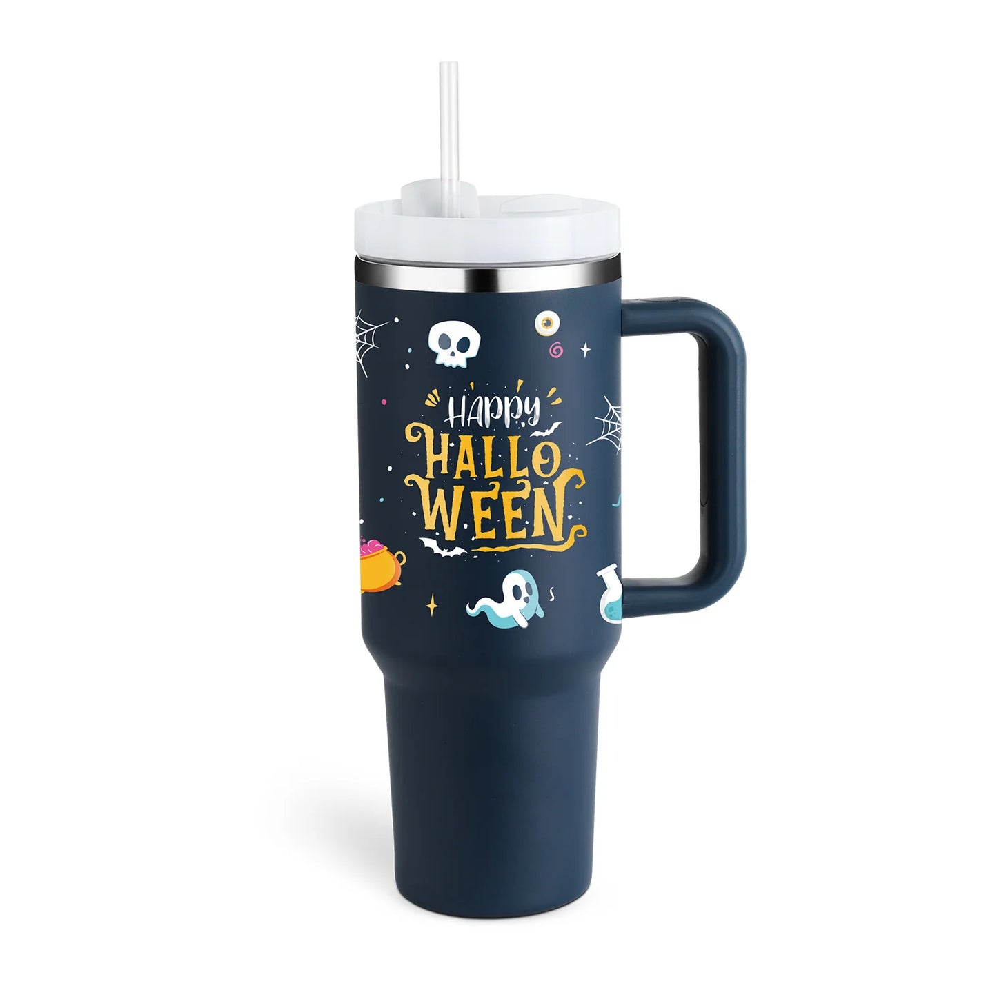Stay Hydrated in Style: 40 Oz Insulated Stainless Steel Tumbler with Handle and Straw - Perfect for Coffee Lovers on the Go!
