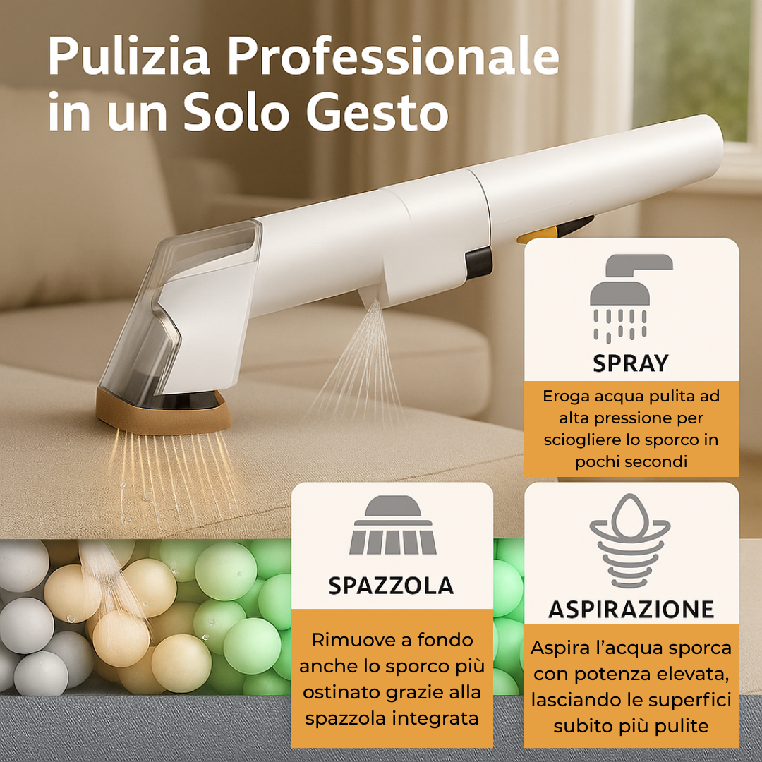 Portable Fabric Cleaner 750W – Powerful 15KPa Suction for Carpets, Sofas & Cars