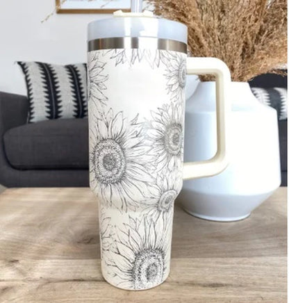 Stay Hydrated in Style: 40 Oz Insulated Stainless Steel Tumbler with Handle and Straw - Perfect for Coffee Lovers on the Go!