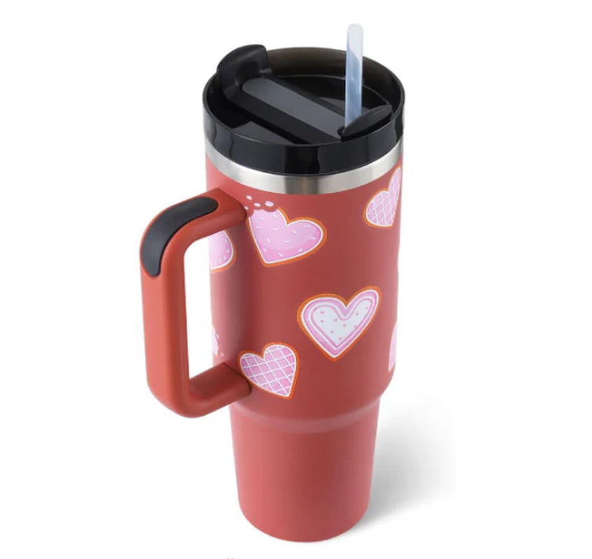 Stay Hydrated in Style: 40 Oz Insulated Stainless Steel Tumbler with Handle and Straw - Perfect for Coffee Lovers on the Go!