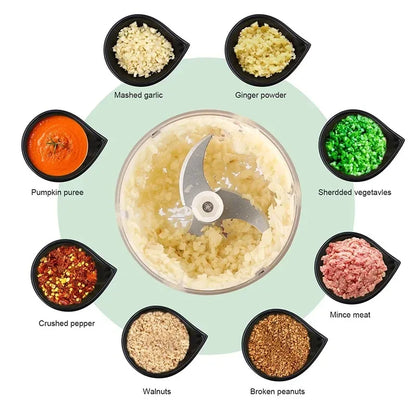 250/100ML Garlic Mincer USB Charging Powerful Mini Electric Garlic Chopper Portable Garlic Crusher Kitchen Food Chopper Unisex