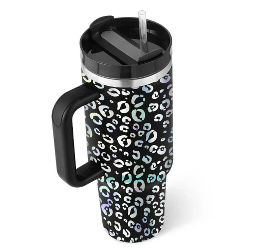 Stay Hydrated in Style: 40 Oz Insulated Stainless Steel Tumbler with Handle and Straw - Perfect for Coffee Lovers on the Go!
