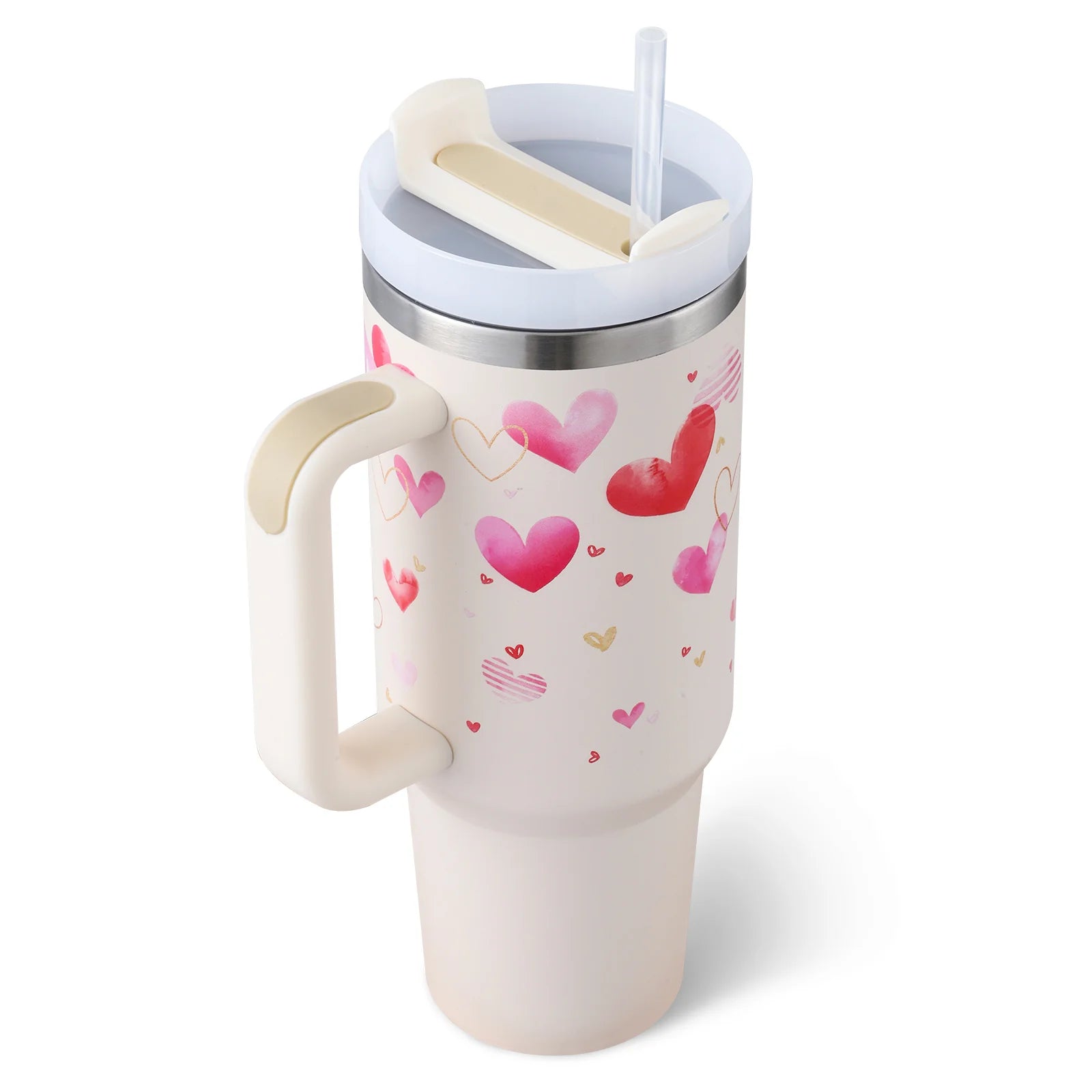 Stay Hydrated in Style: 40 Oz Insulated Stainless Steel Tumbler with Handle and Straw - Perfect for Coffee Lovers on the Go!